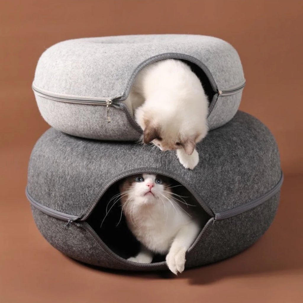 Cat Donut Sleeping Interactive Round Small Cat Tunnel Nest Felt Kittens Bed House