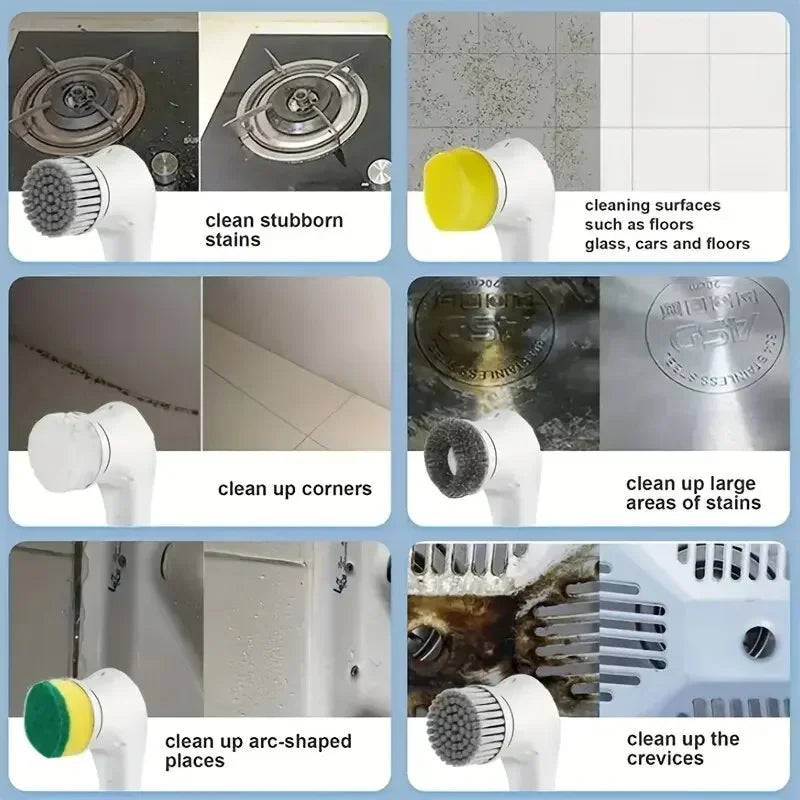 Homefish Five in One Multifunctional Electric Cleaning Brush for Bathroom Washin