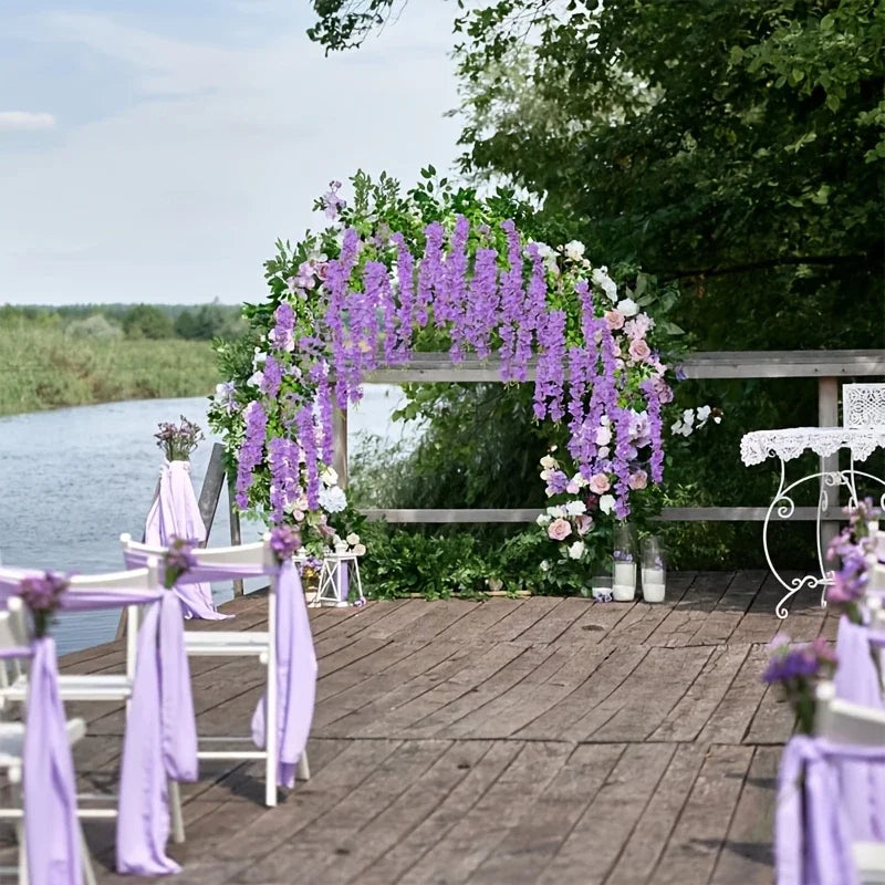 12pcs Wisteria Vine Artificial Flowers Wholesale Trailing Fake String for Home Wedding Party