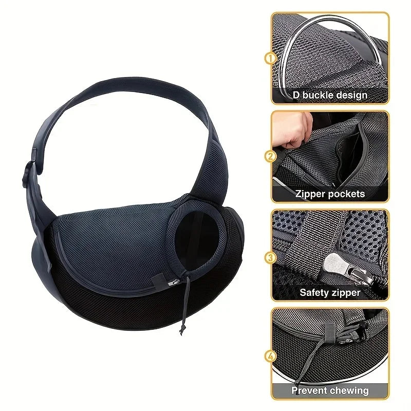 1Pc Dog out backpack,Dog Sling Carrier Breathable Mesh Travel Crossbody Bag For Puppy