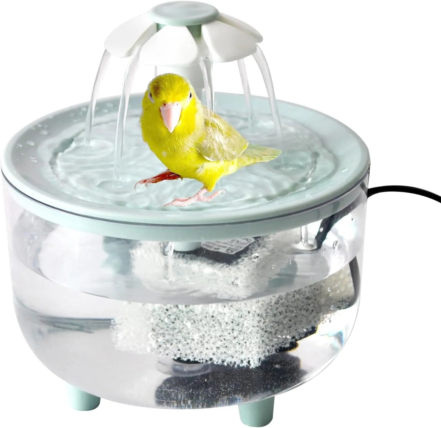 Indoor Bird Bath Fountain Automatic Shower Tub with Filter Pump Easy Clean