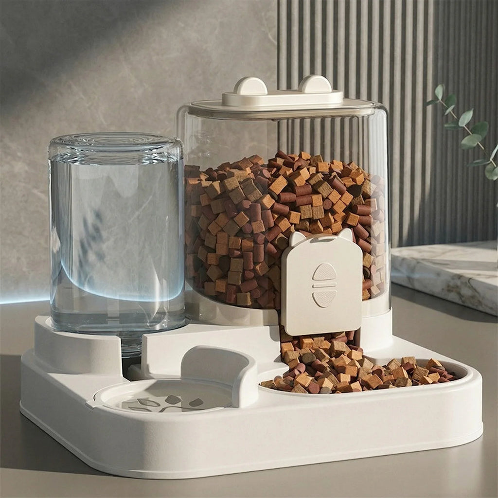 Automatic Feeder Dog Cat Food Bowl With Water Fountain Large Capacity Pet Food Storage