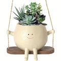 Swing Flower Container Resin Cartoon Flowerpot Creative Wall Hanging Head Planter