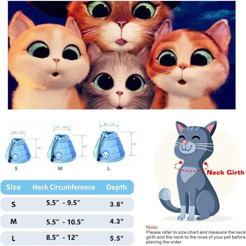 Adjustable Cat Cone Collar Soft Cute Cats Recovery Collar Protective Pet After Surgery