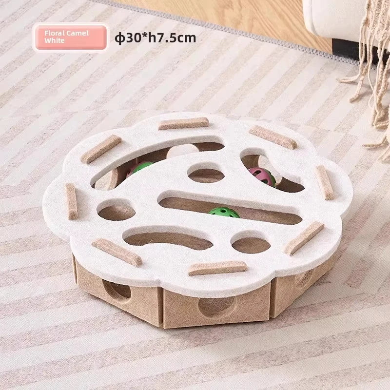 Cat Puzzle Toy Felt Puzzle Box Cat Exercise Toy With Ball Indoor Sports Entertainment