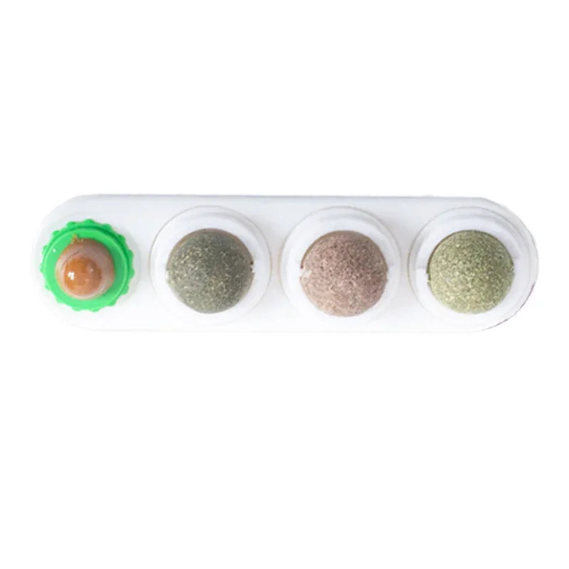 4 in 1 Rotating Catnip Silver Vine Ball Teeth Cleaning Acne Prevention Digestive Health Wall Stick
