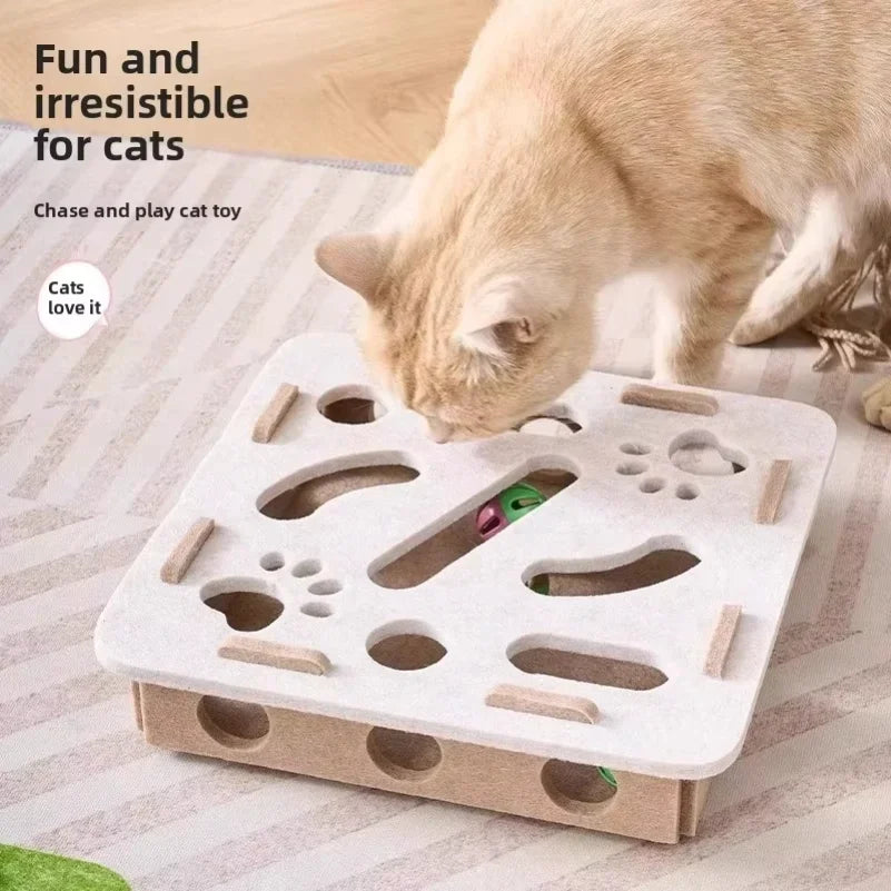 Cat Puzzle Toy Felt Puzzle Box Cat Exercise Toy With Ball Indoor Sports Entertainment