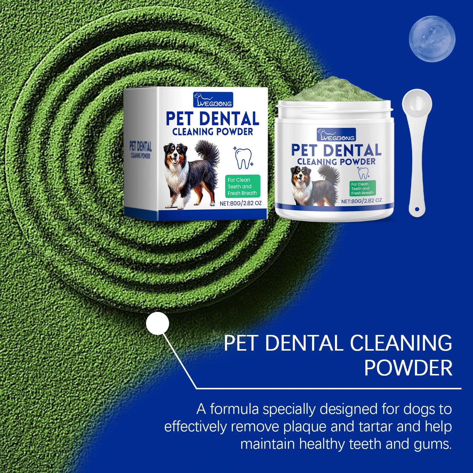 Yegbong 80g Dog Teeth Cleaning Powder Dental Whiten Tartar Eliminate Fresh Breath