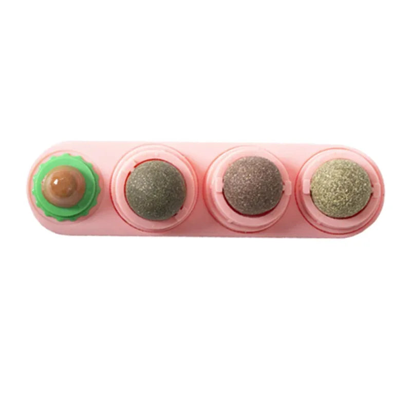 4 in 1 Rotating Catnip Silver Vine Ball Teeth Cleaning Acne Prevention Digestive Health Wall Stick