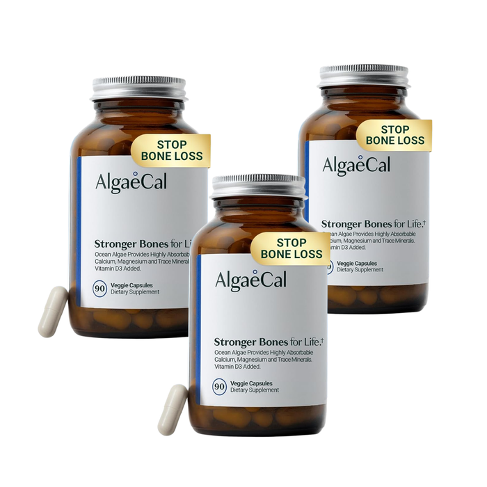 AlgaeCal Plant Calcium | Stronger Bones for Life | Ocean Algae Calcium with Magnesium & Vitamin D3 | 90 Veggie Capsules