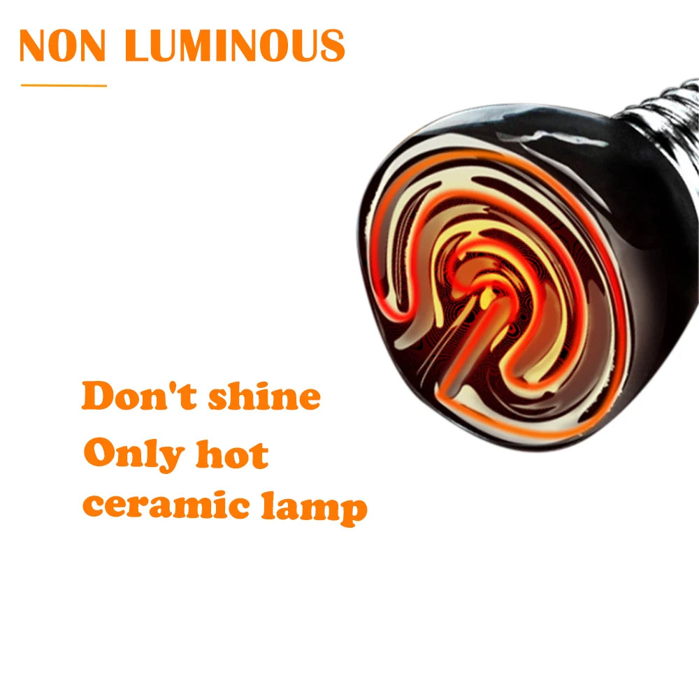25/50/75/100W E27 Reptile Pet Heating Lamp Black Infrared Ceramic Emitter Heat Light Bulb