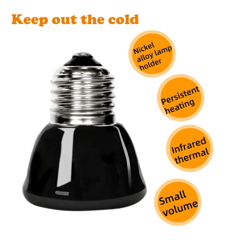25/50/75/100W E27 Reptile Pet Heating Lamp Black Infrared Ceramic Emitter Heat Light Bulb