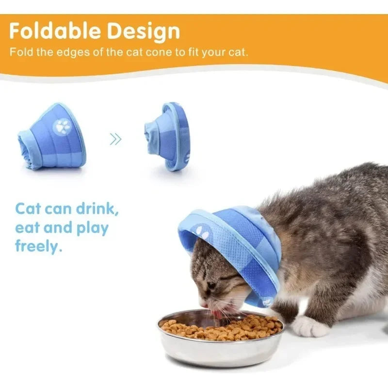 Adjustable Cat Cone Collar Soft Cute Cats Recovery Collar Protective Pet After Surgery