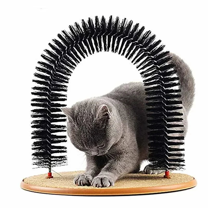 Cat Toy Arch Self Groom Pamper Feline with A Massage Grooming Rubbing Brush