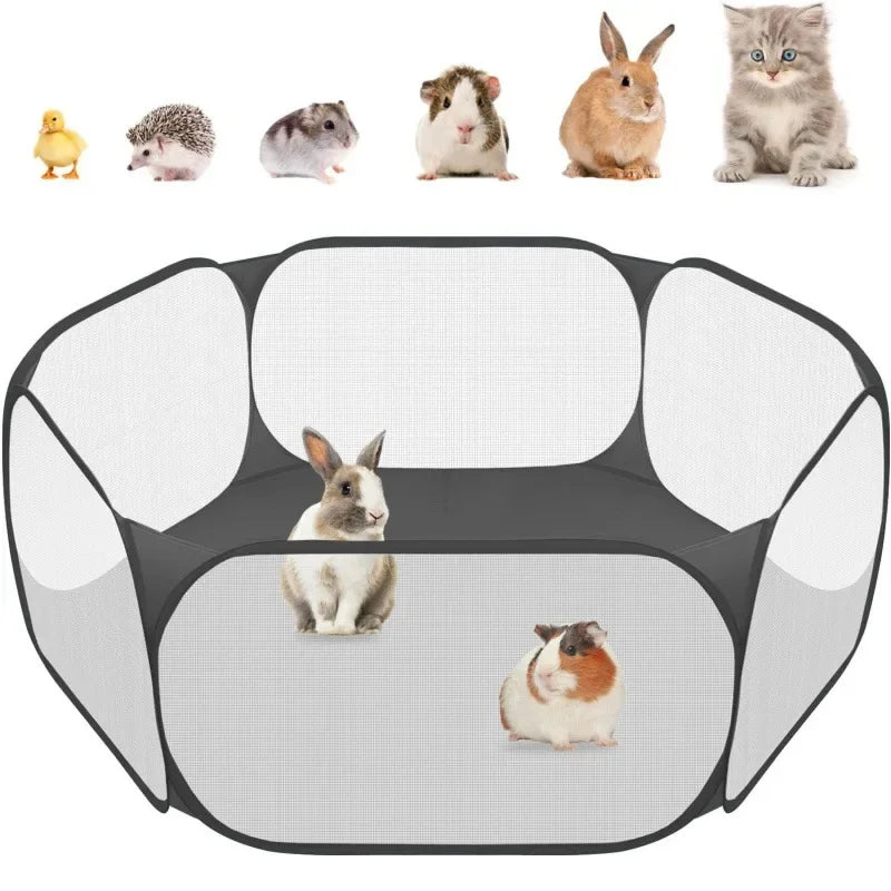 Portable Small Pet Cage Transparent Cat and Dog Cage Tent Pet Playpen Open Folding