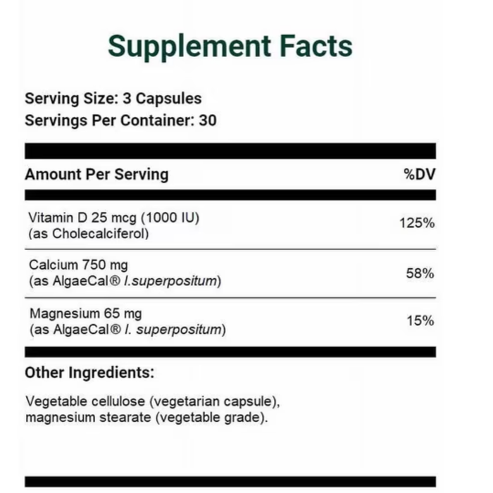 AlgaeCal Plant-Based Calcium Supplement for Bone Strength (3-Pack Bundle)