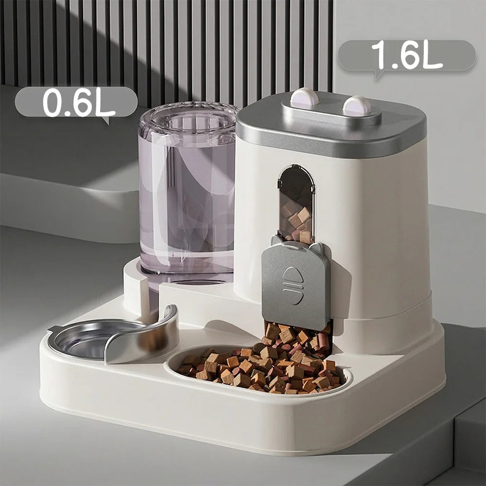 Automatic Feeder Dog Cat Food Bowl With Water Fountain Large Capacity Pet Food Storage