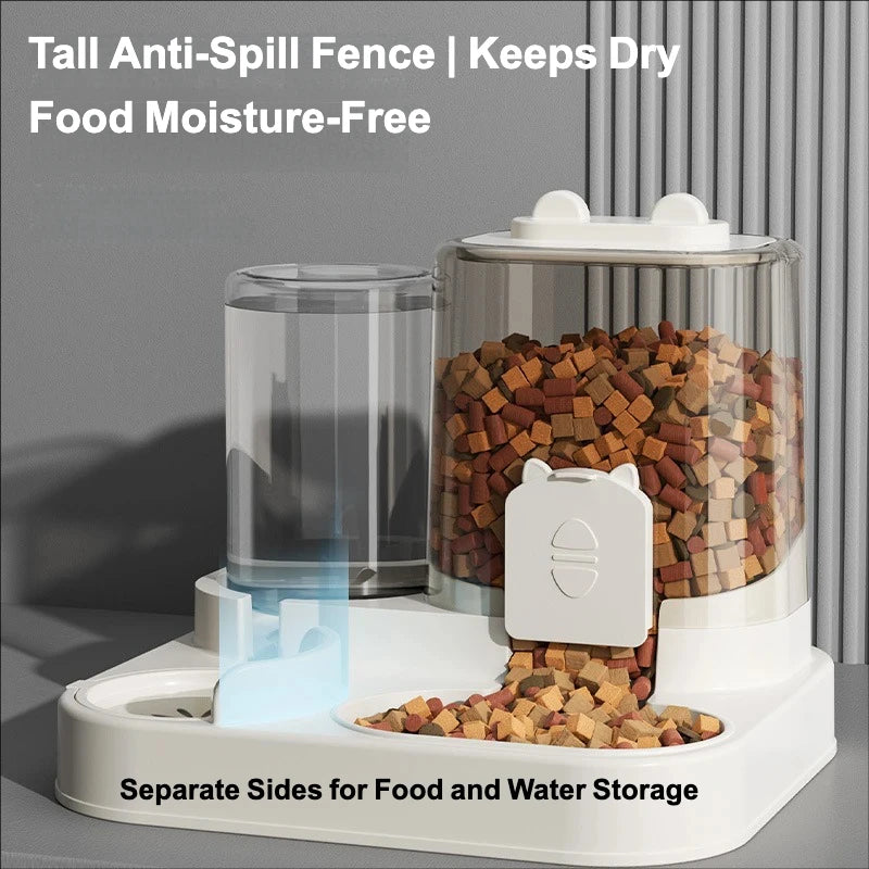 Automatic Feeder Dog Cat Food Bowl With Water Fountain Large Capacity Pet Food Storage