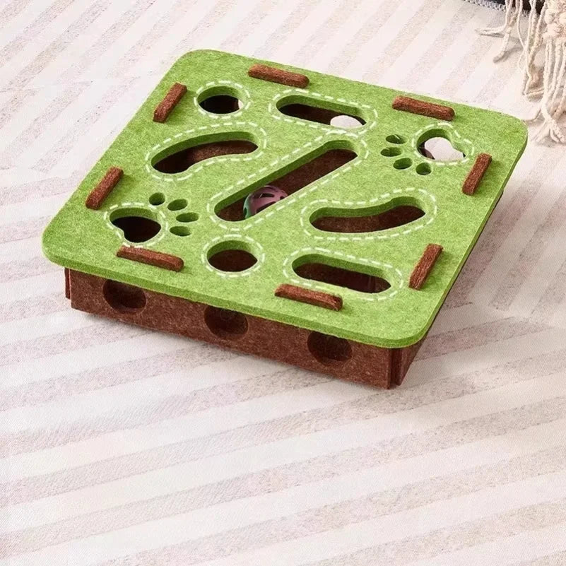 Cat Puzzle Toy Felt Puzzle Box Cat Exercise Toy With Ball Indoor Sports Entertainment