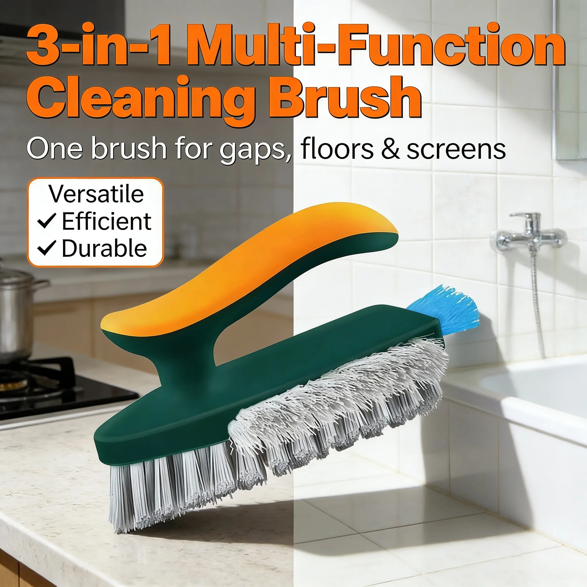 3 In 1 Multi Function Cleaning Brush Hard Bristle Scrub Brush Gap Brush T Handle