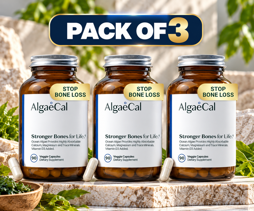 AlgaeCal Plant-Based Calcium Supplement for Bone Strength (3-Pack Bundle)