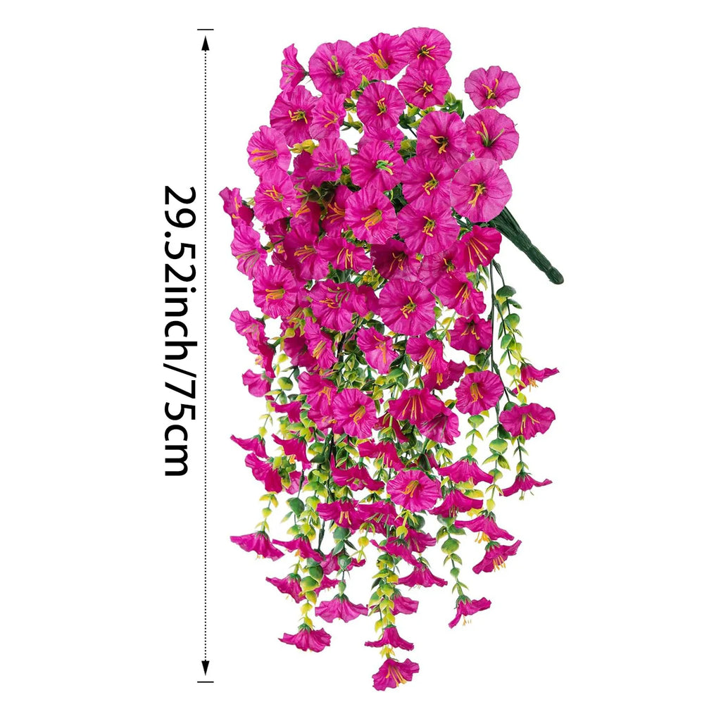 2pcs Artificial Hanging Flowers UV-Resistant Fake Plants Hanging Rattan Perfect for Home
