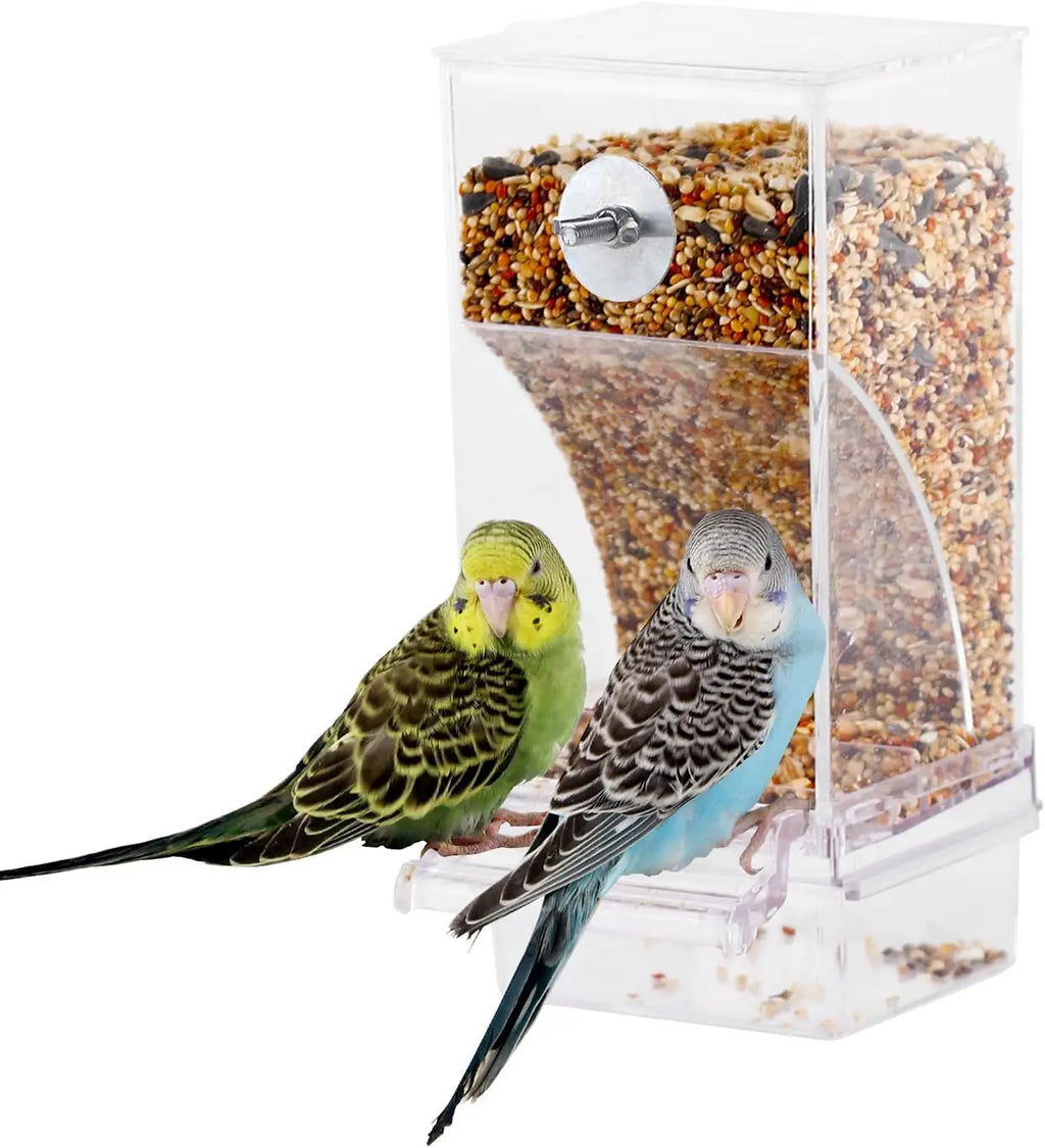 Automatic Bird Feeder Transparent Food Container Cage Parrot Feeder Accessories
