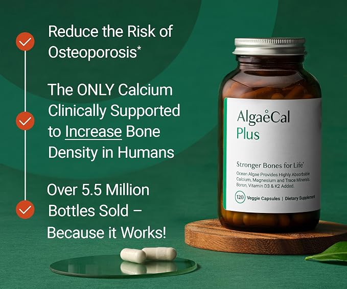 AlgaeCal Plus 120 Capsules Bone Health Supplement Pack of 2