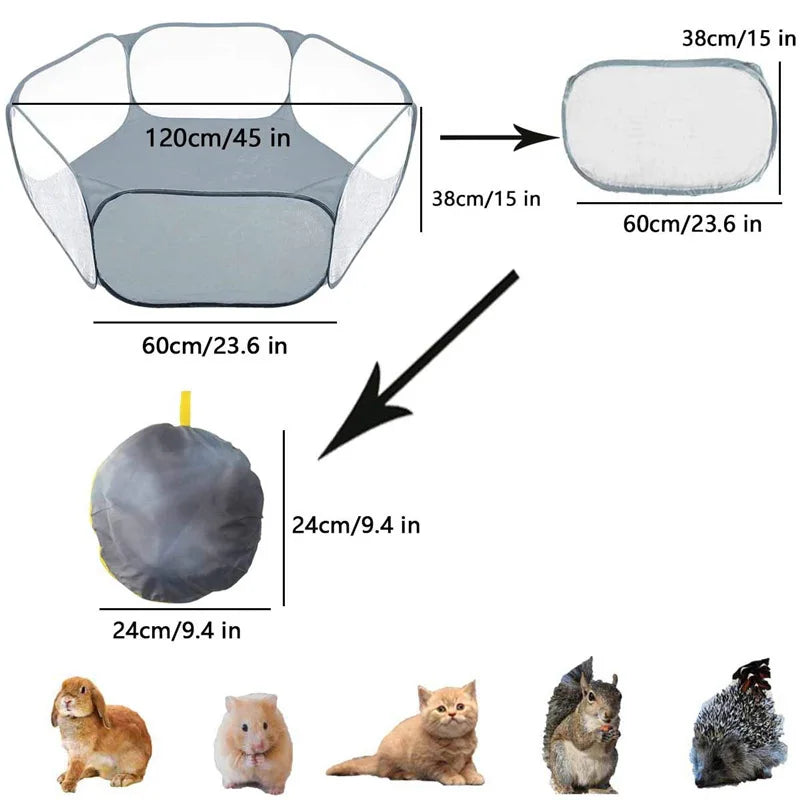 Portable Small Pet Cage Transparent Cat and Dog Cage Tent Pet Playpen Open Folding