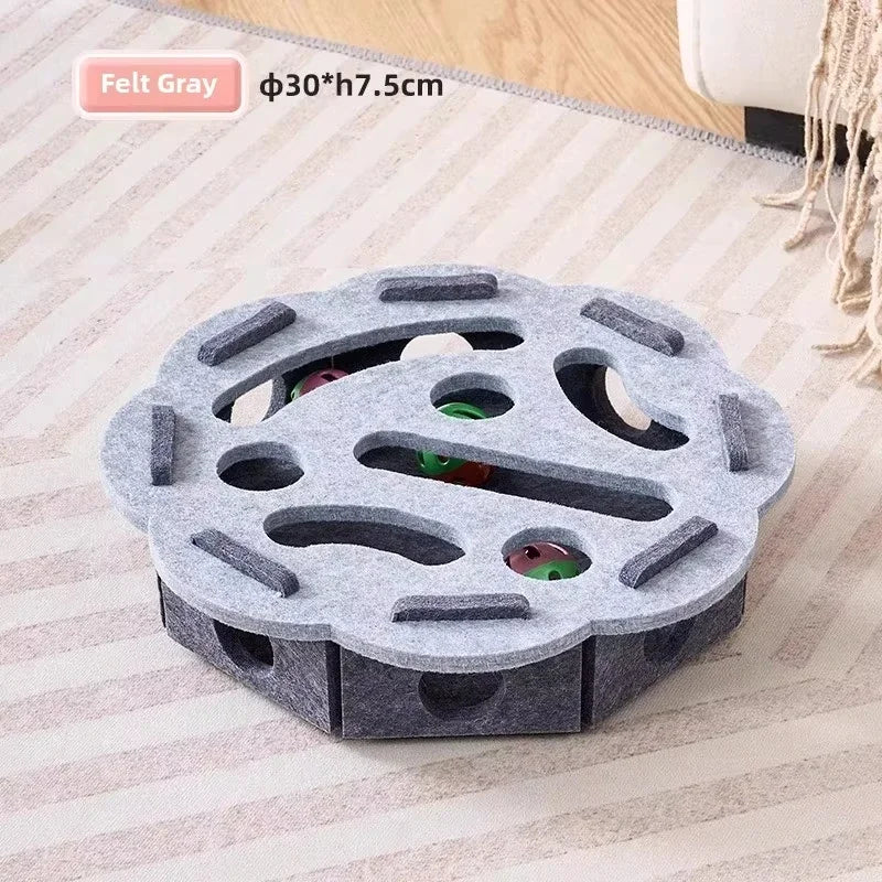 Cat Puzzle Toy Felt Puzzle Box Cat Exercise Toy With Ball Indoor Sports Entertainment