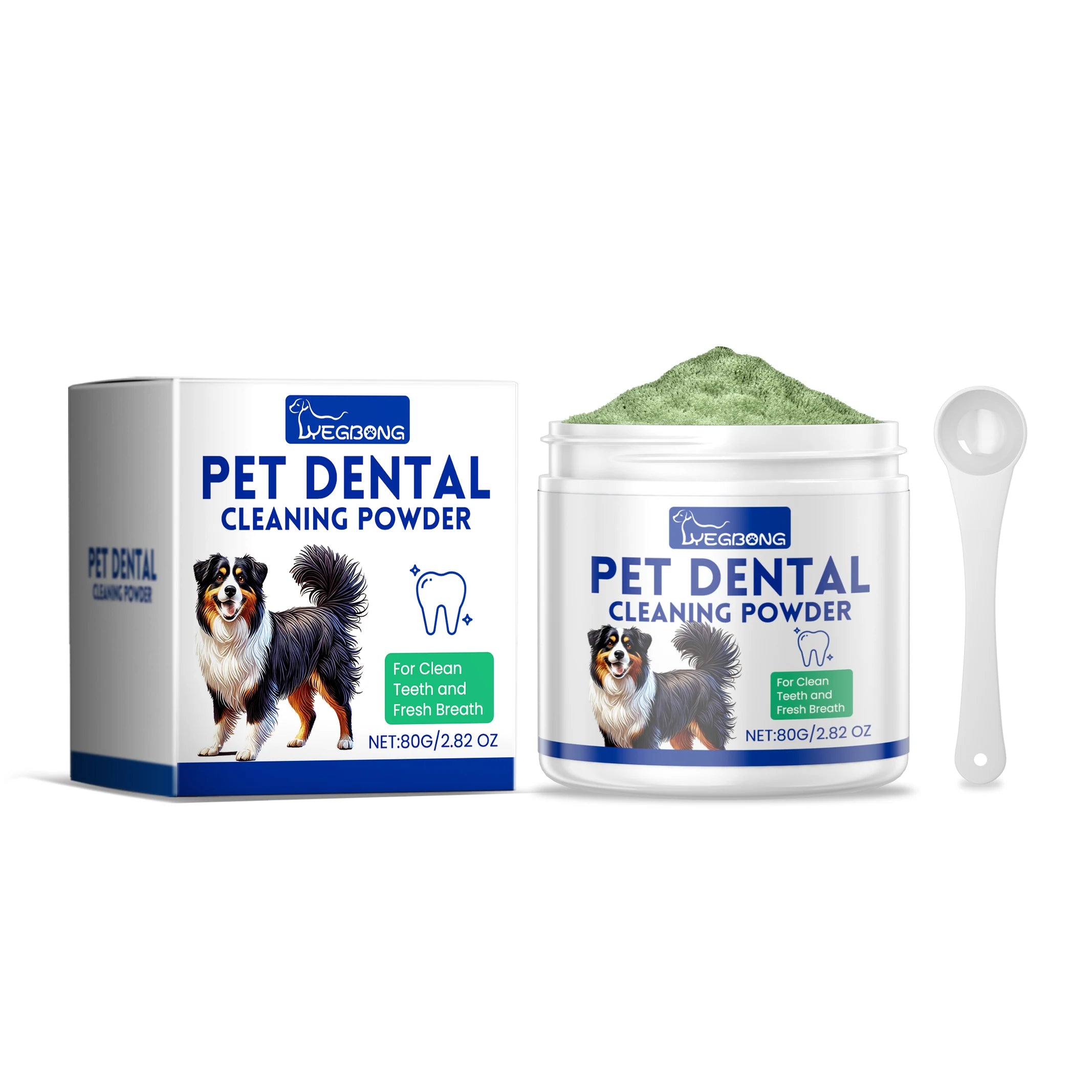 Yegbong 80g Dog Teeth Cleaning Powder Dental Whiten Tartar Eliminate Fresh Breath