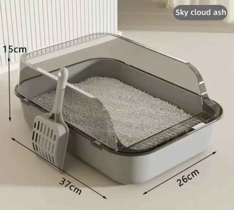 Kitty Sandbox Cat Litter Box Semi-enclosed Splashproof Cat Tray Cat Toilet Cleaning