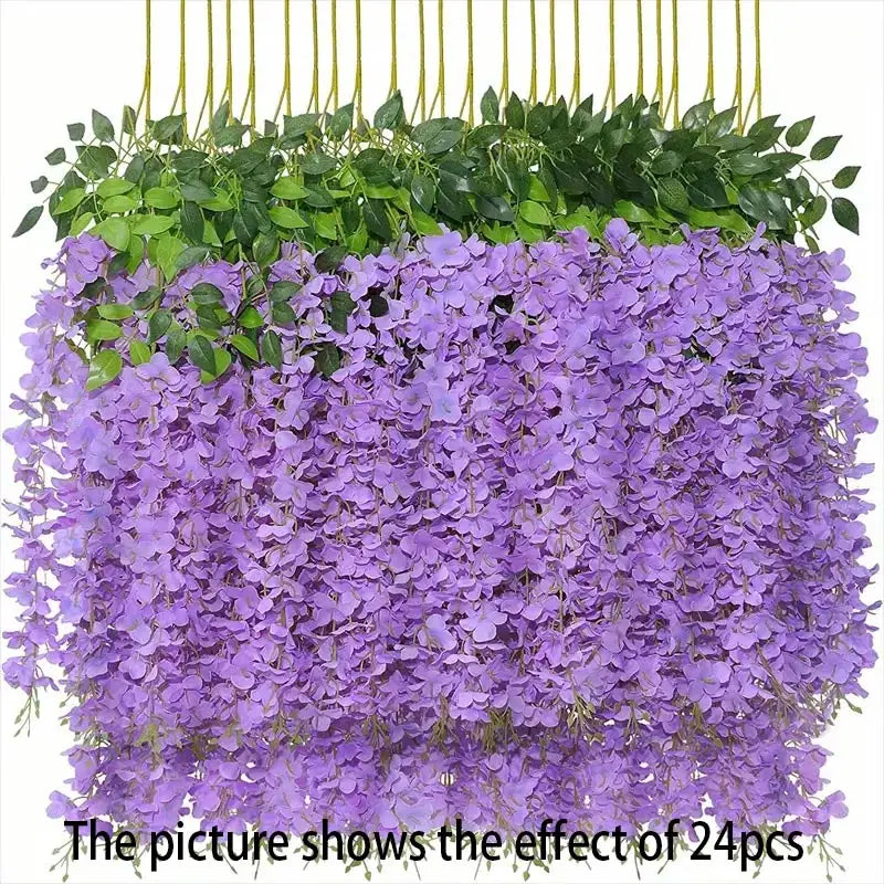 12pcs Wisteria Vine Artificial Flowers Wholesale Trailing Fake String for Home Wedding Party