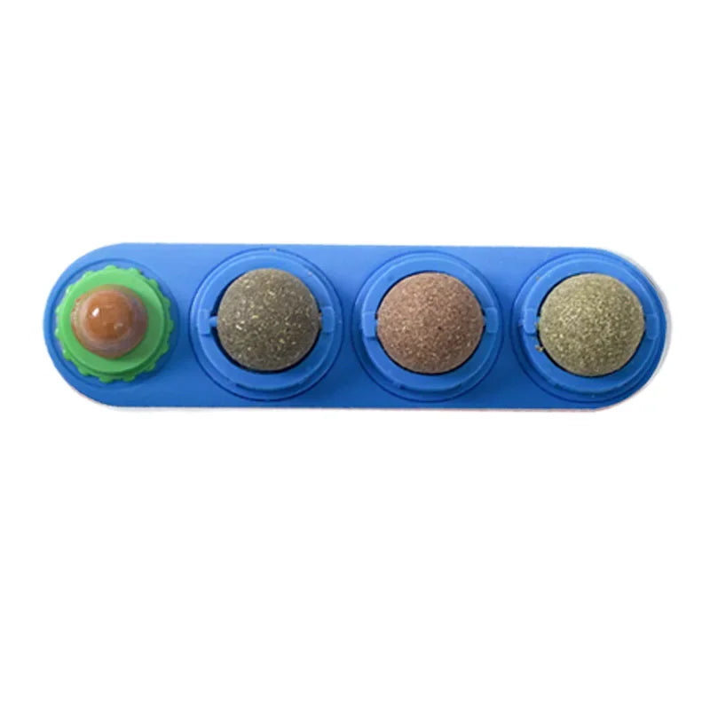 4 in 1 Rotating Catnip Silver Vine Ball Teeth Cleaning Acne Prevention Digestive Health Wall Stick