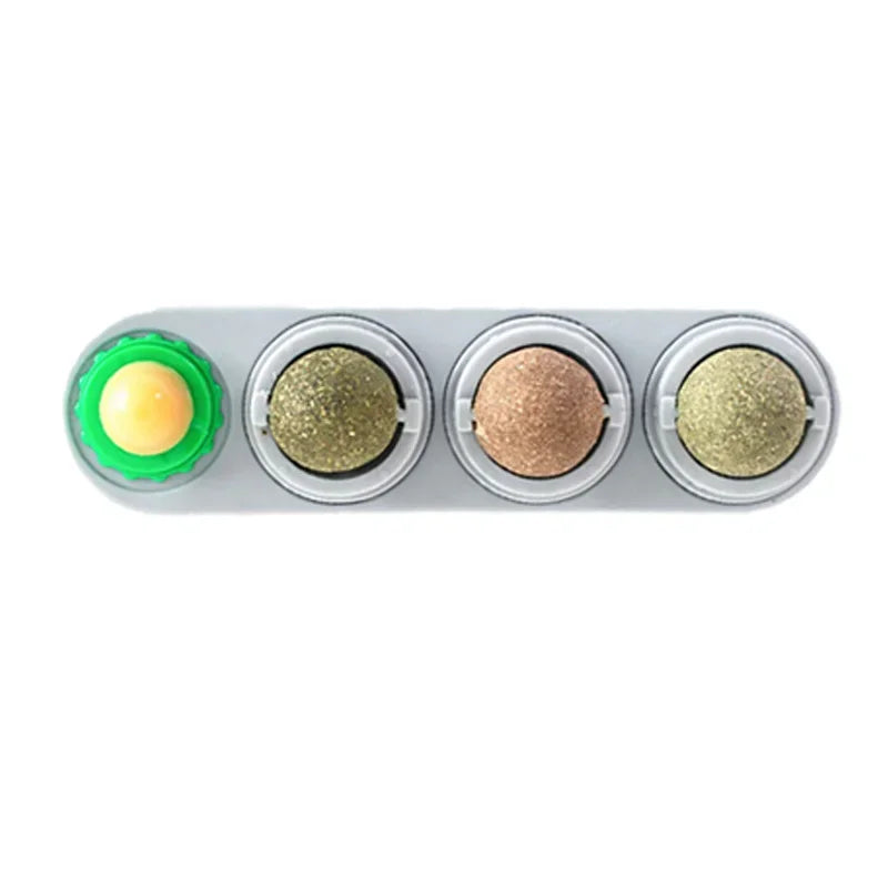 4 in 1 Rotating Catnip Silver Vine Ball Teeth Cleaning Acne Prevention Digestive Health Wall Stick