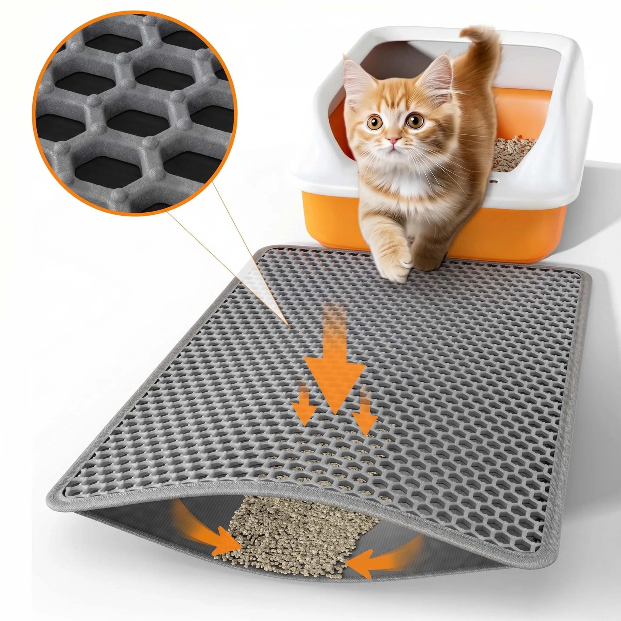 Pet Cat Litter Mat Waterproof Double Layer Cat Litter Trapping Pet Litter Box Mat Clean Pad