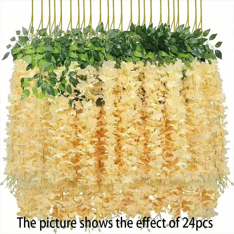 12pcs Wisteria Vine Artificial Flowers Wholesale Trailing Fake String for Home Wedding Party