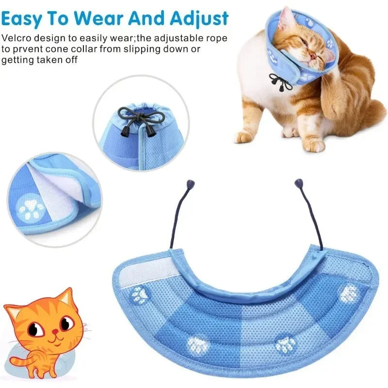 Adjustable Cat Cone Collar Soft Cute Cats Recovery Collar Protective Pet After Surgery