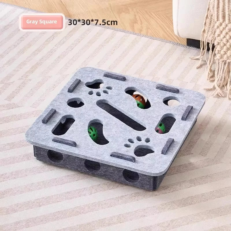 Cat Puzzle Toy Felt Puzzle Box Cat Exercise Toy With Ball Indoor Sports Entertainment