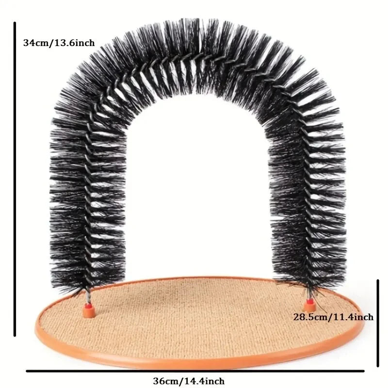 Cat Toy Arch Self Groom Pamper Feline with A Massage Grooming Rubbing Brush