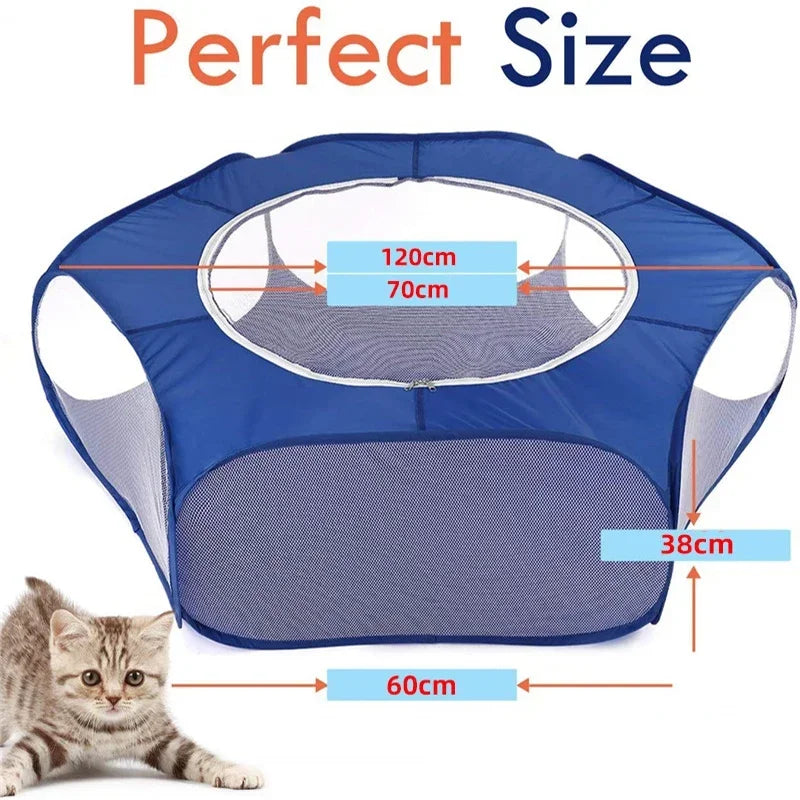 Portable Small Pet Cage Transparent Cat and Dog Cage Tent Pet Playpen Open Folding