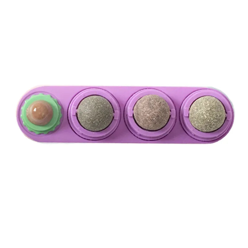 4 in 1 Rotating Catnip Silver Vine Ball Teeth Cleaning Acne Prevention Digestive Health Wall Stick