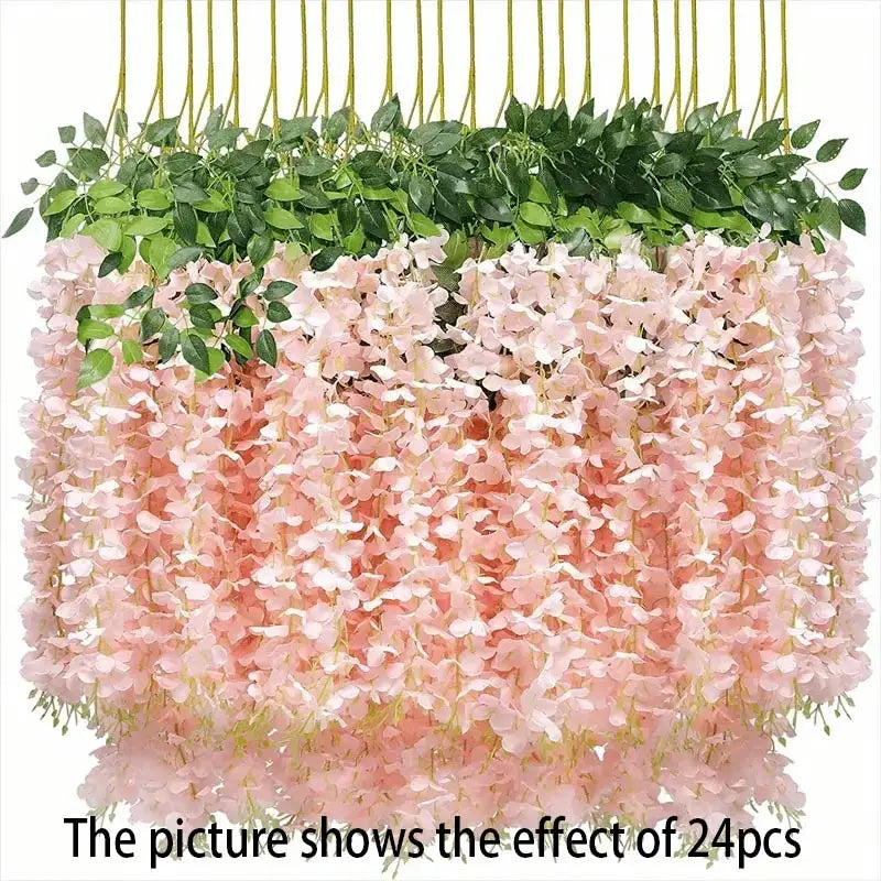 12pcs Wisteria Vine Artificial Flowers Wholesale Trailing Fake String for Home Wedding Party