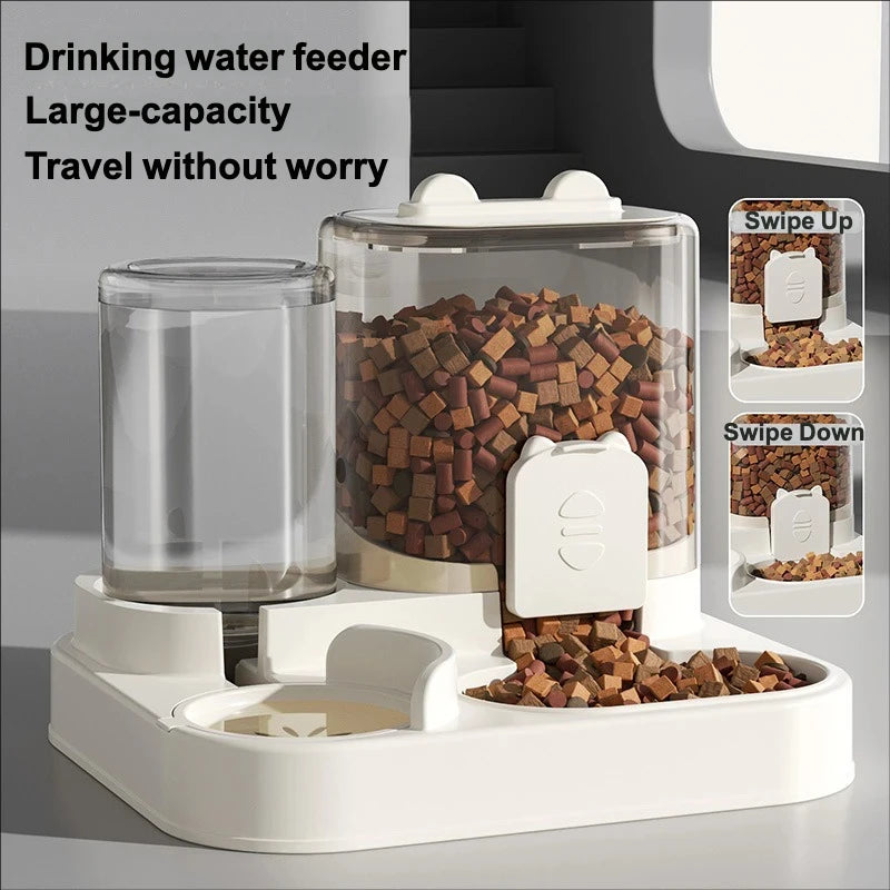 Automatic Feeder Dog Cat Food Bowl With Water Fountain Large Capacity Pet Food Storage