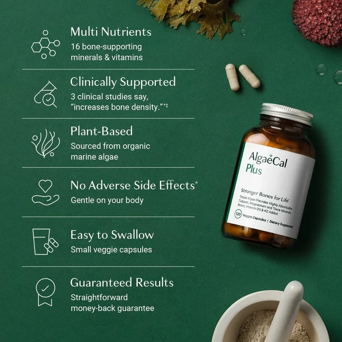 AlgaeCal Plus Bone Health Supplement, 120 Capsules