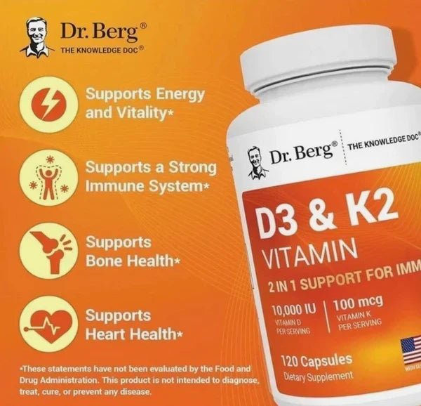 Dr. Berg Vitamin D3 & K2 Supplement – 3 Pack, 360 Capsules
