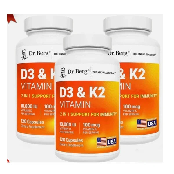 Dr. Berg Vitamin D3 & K2 Supplement – 3 Pack, 360 Capsules