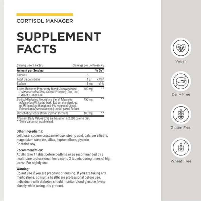 Integrative Therapeutics Cortisol Manager Stress-Hormone Stabilizer 90 Tablets