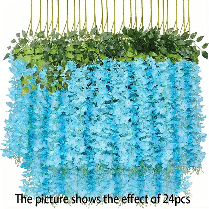 12pcs Wisteria Vine Artificial Flowers Wholesale Trailing Fake String for Home Wedding Party