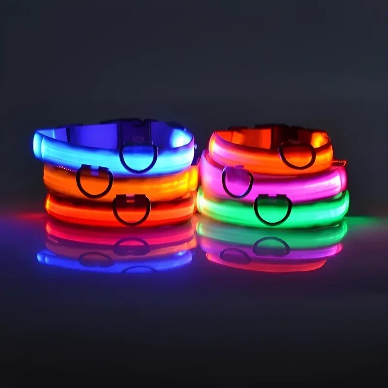 Dog Collar Nylon LED Night Safety Flashing Glow In The Dark Pet Dog Leash pet Dogs